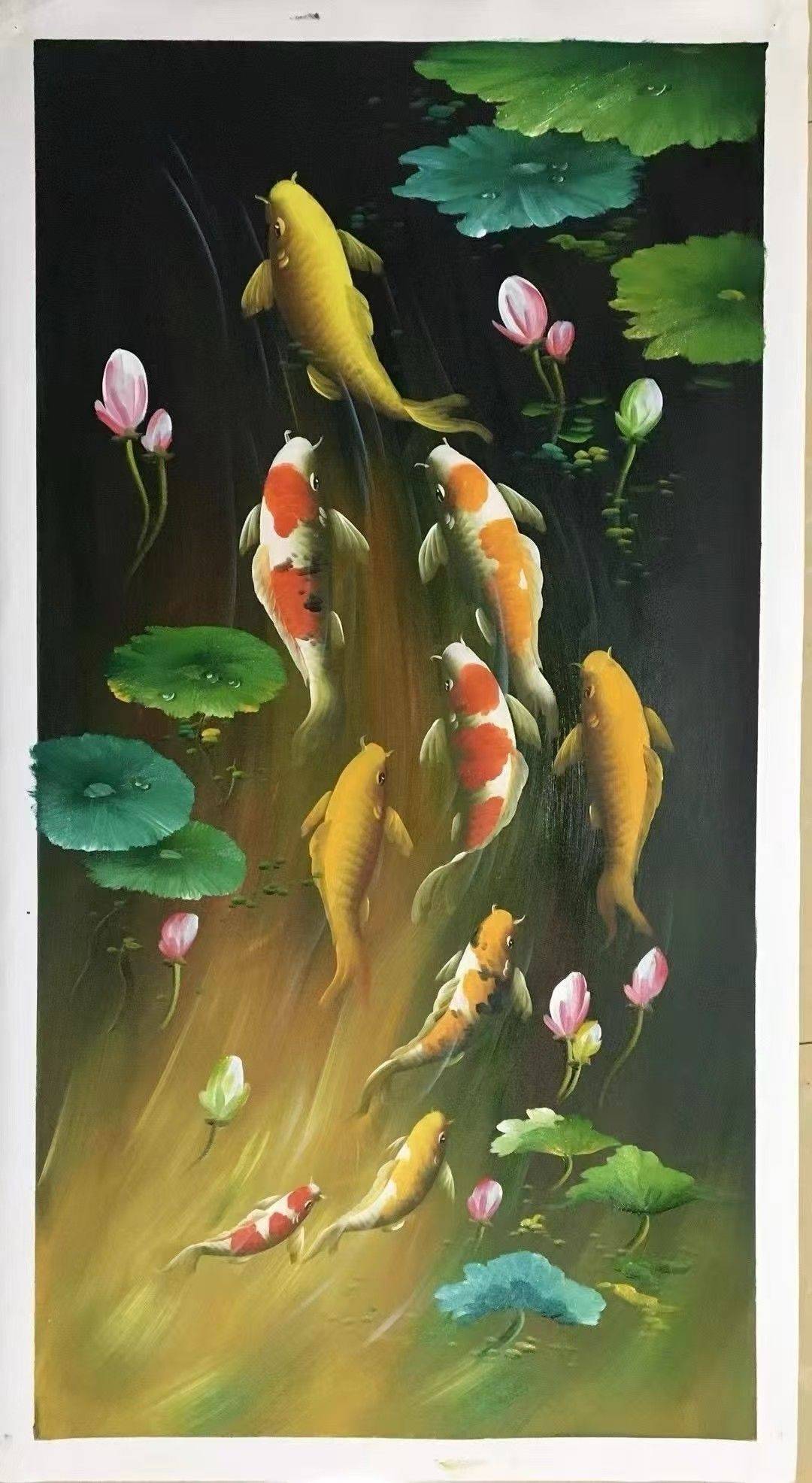 暗夜把塘揉成墨,锦鲤是墨里跳脱的光, 数