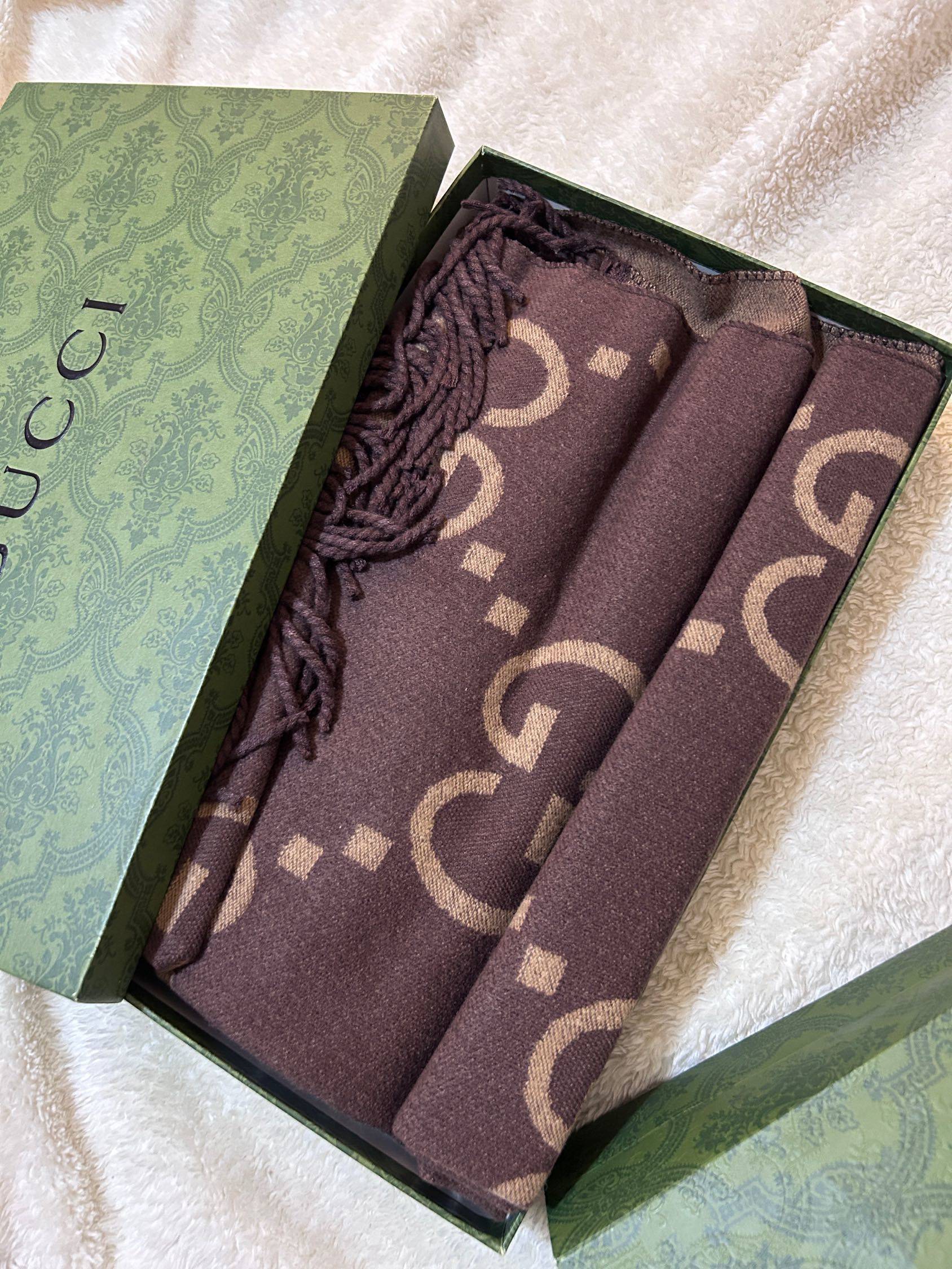 Gucci古驰全新正品双面羊绒围巾_2