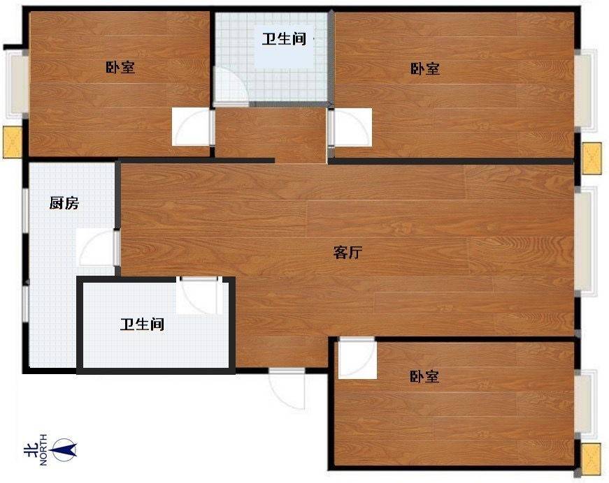 回龙观东大街总政小区找室友，三居二卫无隔