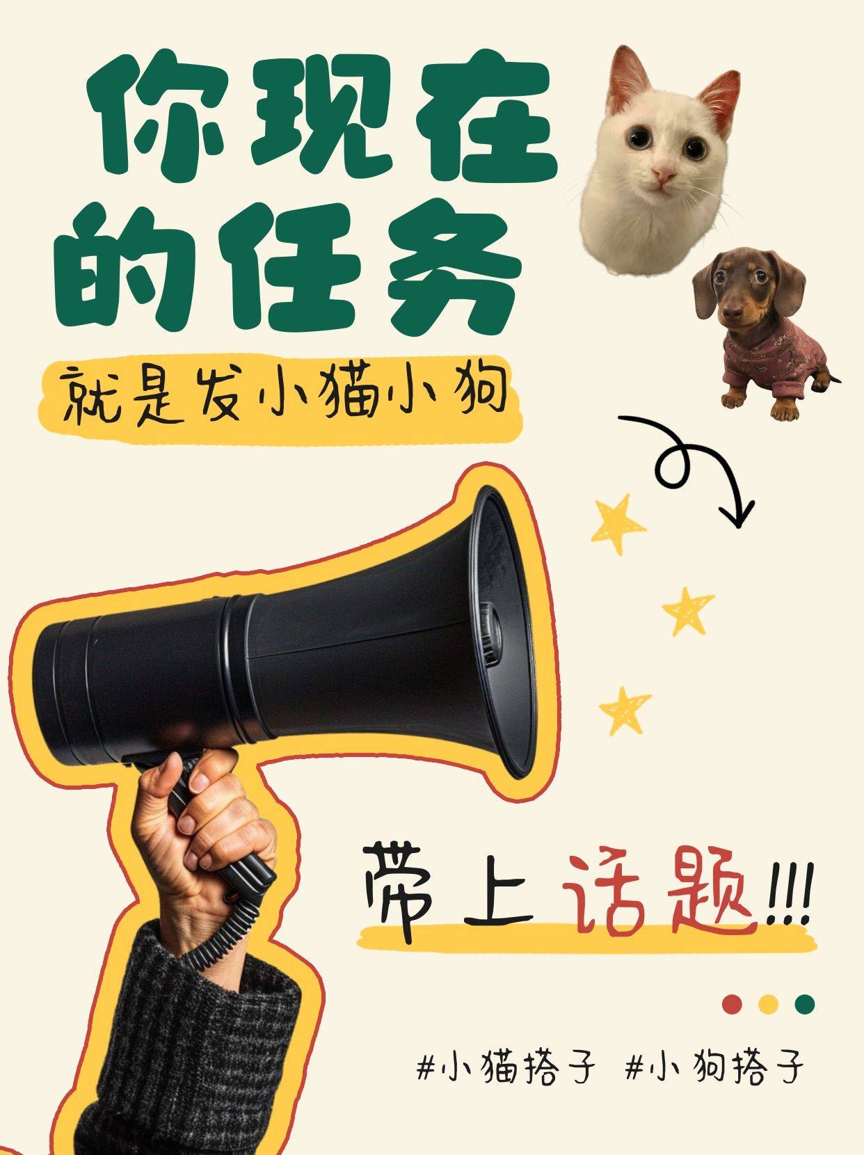 你现在的任务就是发小猫小狗