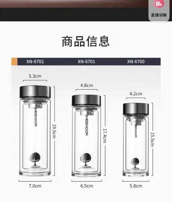 全新希诺双层玻璃杯 XN —6701，有防伪_4