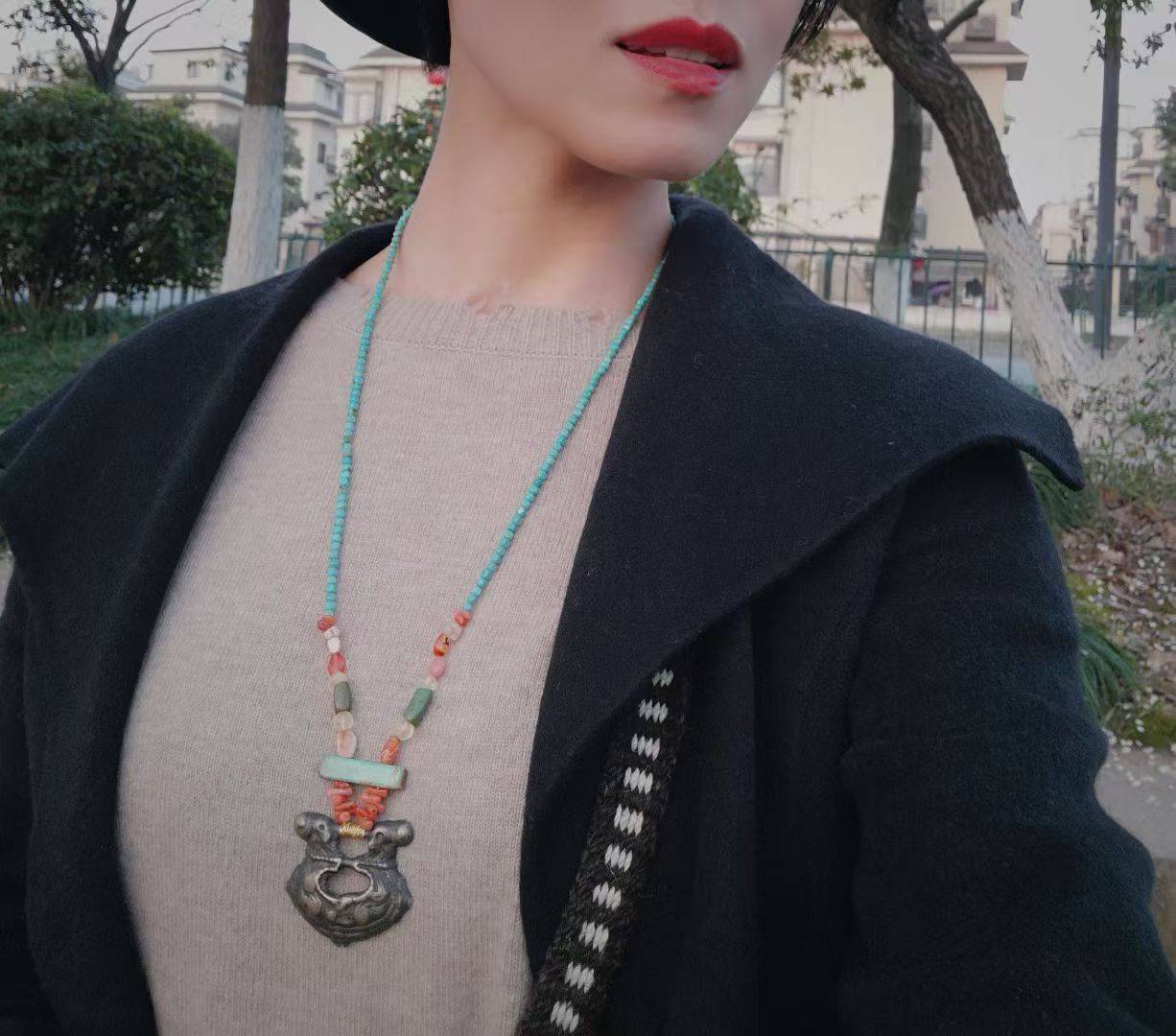 自己设计制作的老天铁经书扣项链