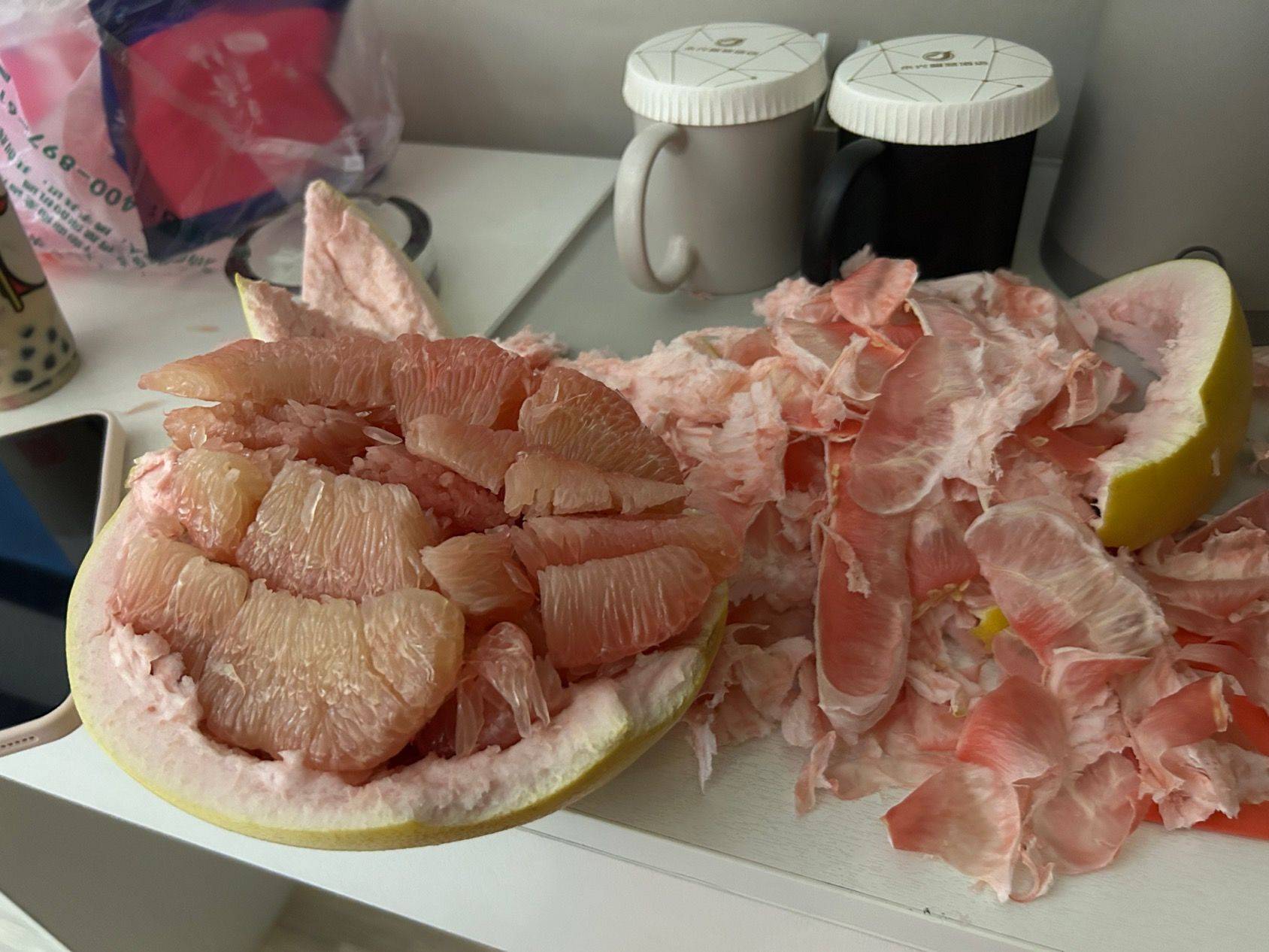 好吃的柚子 剥柚子  柚子果肉  