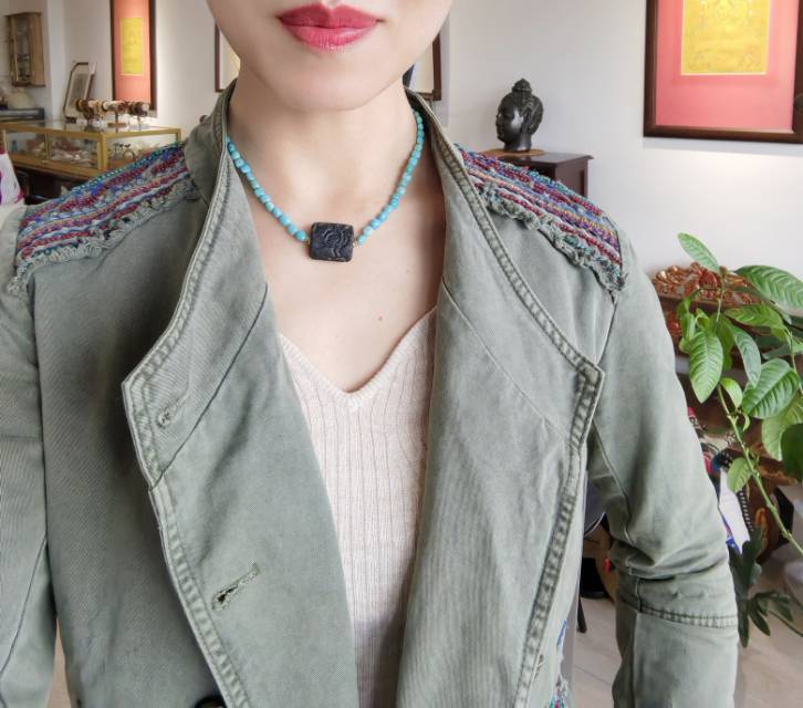 千年印章珠锁骨链