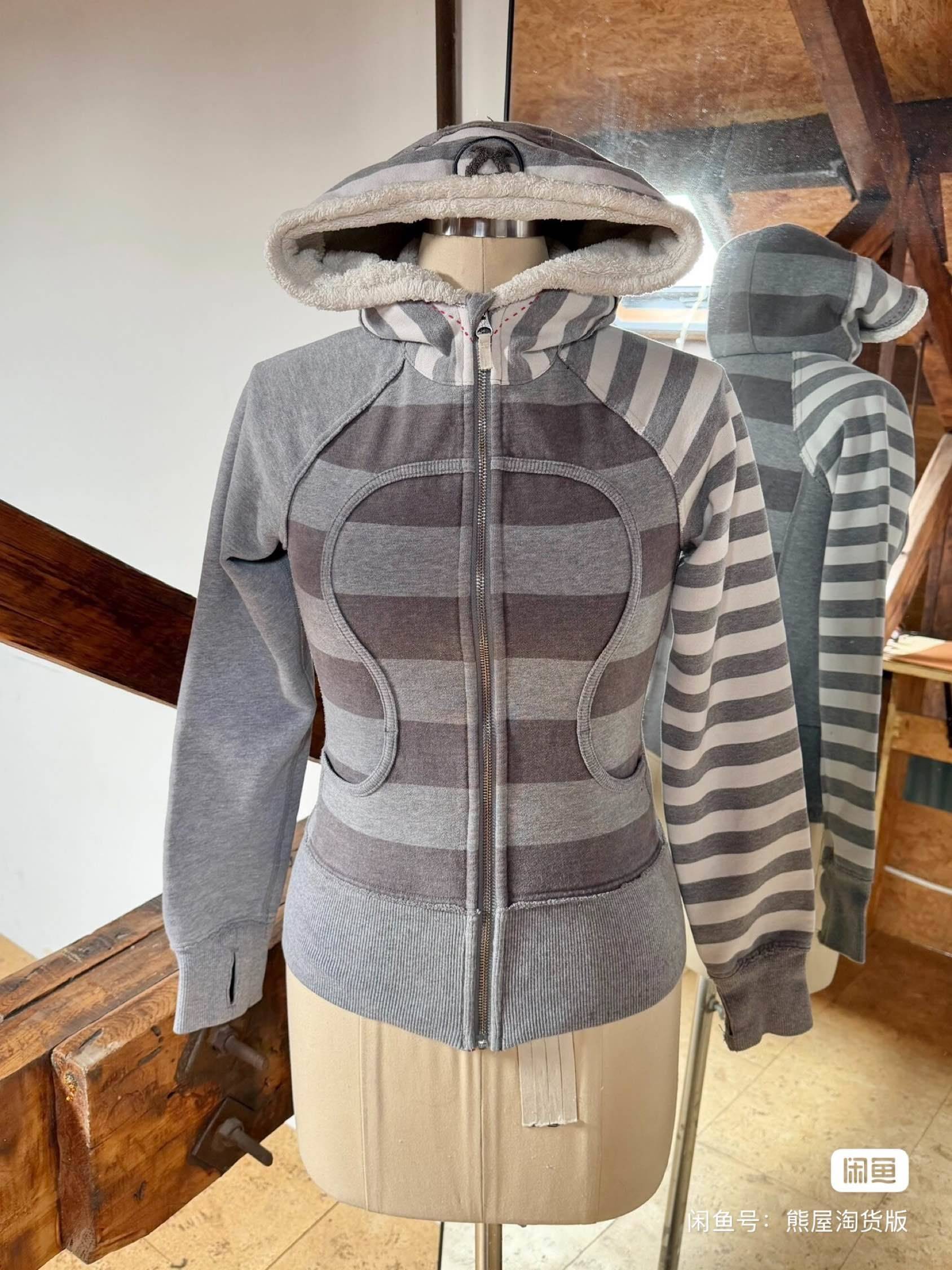 lululemon scuba 不规则条纹连帽卫衣老款_2