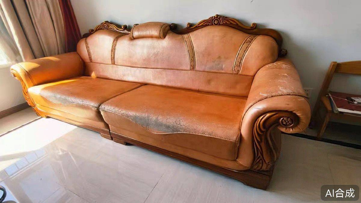 沈阳真皮沙发🛋闲置出售300元，随时取货