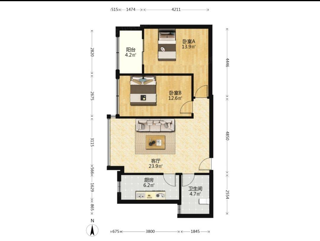 硚口区 金利屋 二室一厅房东自住房，小高_0