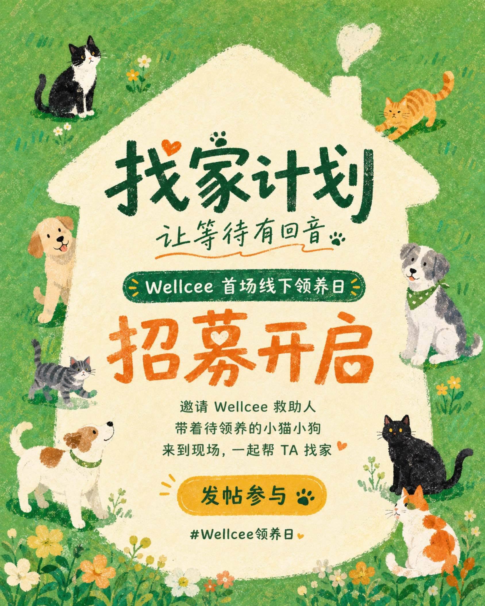 Wellcee首场线下领养日！招募开启🧡